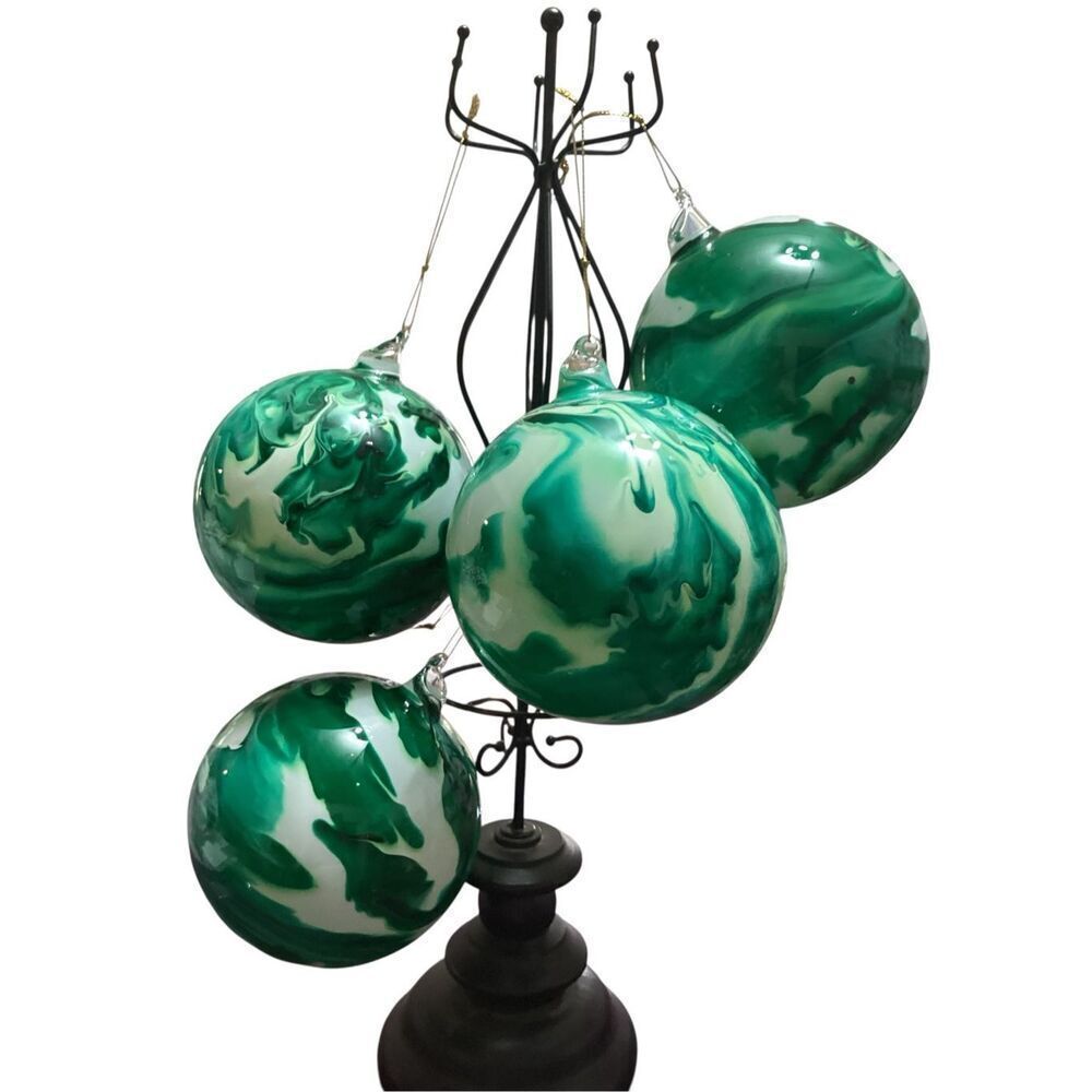 Set of 4 Blown Glass Ornaments